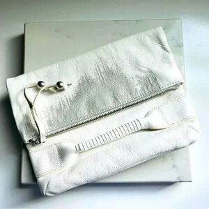 Nixon Leather White and Silver Foldable Clutch